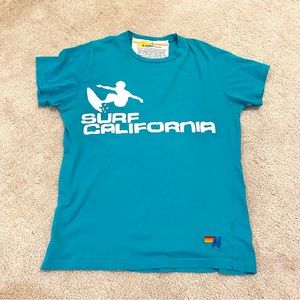 Rare Blue Teal Aviator Nation Surf California Tee T Shirt Preppy Lightning Bolt